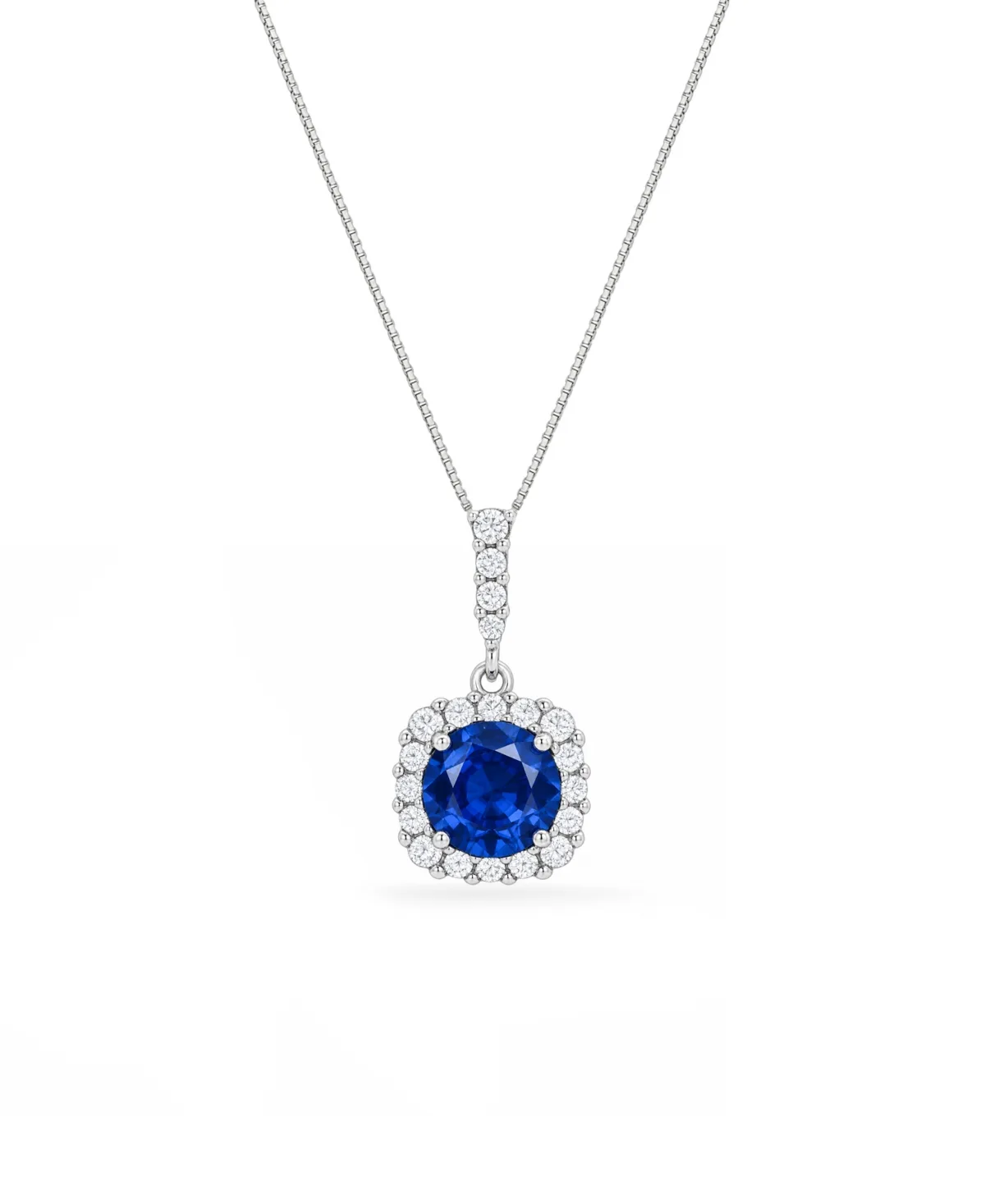 Cubic Zirconia Round Blue Cushion Pendant Necklace by Giani Bernini