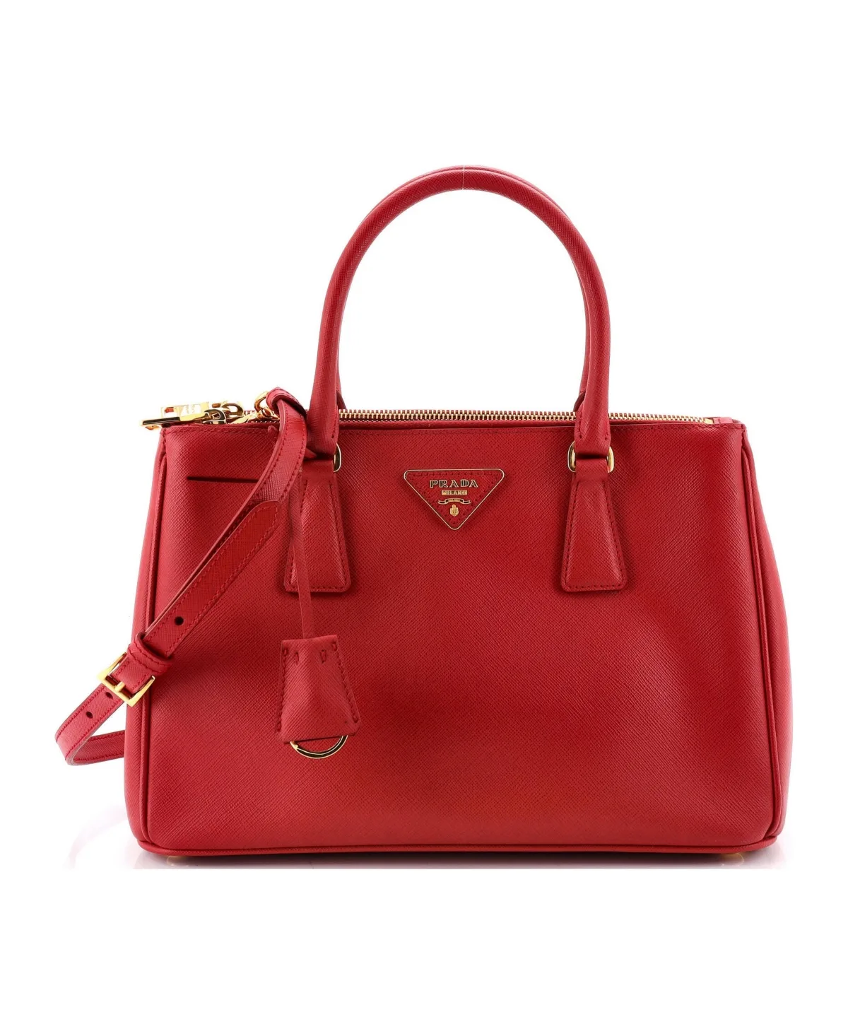 Pre-Owned Prada Small Double Zip Lux Tote Saffiano Leather by Prada