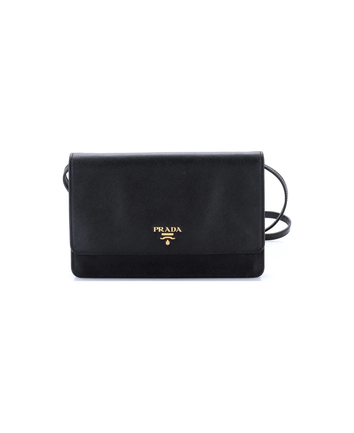 Pre-Owned Prada Small Wallet on Strap Saffiano Leather by Prada