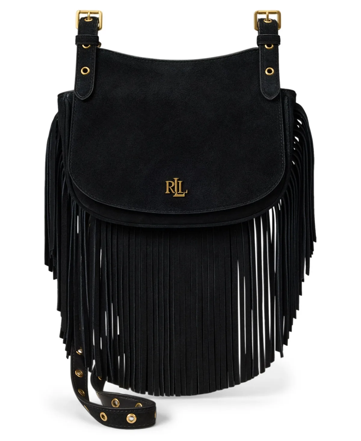 Lauren Ralph Lauren Marcy Suede Fringe Trim Small Crossbody Handbag by Ralph Lauren
