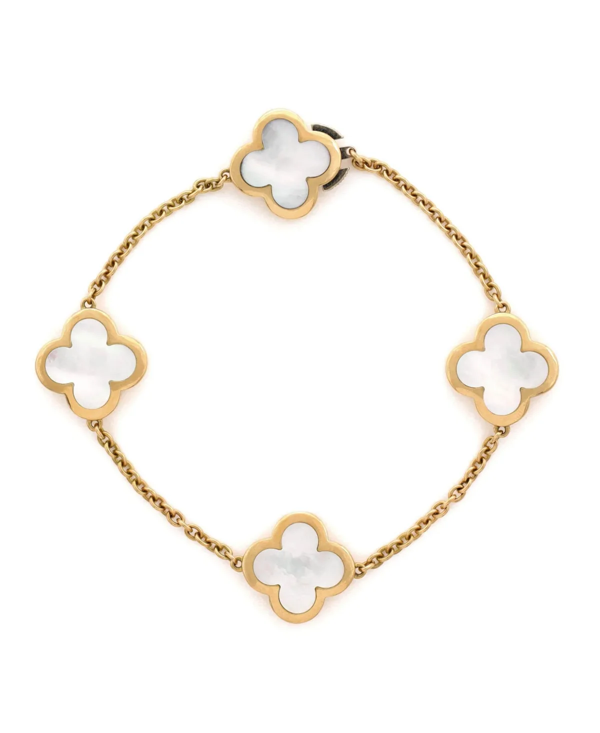Pre-Owned Van Cleef & Arpels Pure Alhambra 4 Motifs Mother-of-Pearl Bracelet in 18K Yellow Gold