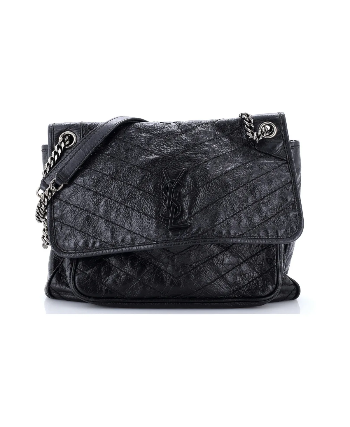 Pre-Owned Saint Laurent Large Niki Chain Flap Bag Matelasse Chevron Leather