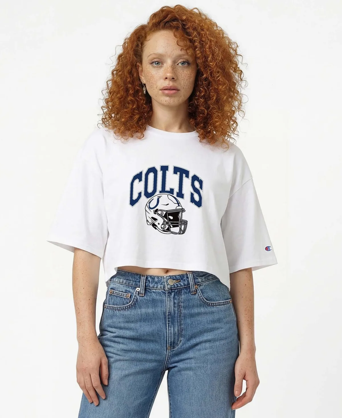 Indianapolis Colts Boyfriend Cropped Oversized T-Shirt by Champion