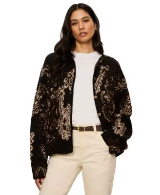 Jacquard Knit Semi Cropped Collarless Jacket by Sanctuary