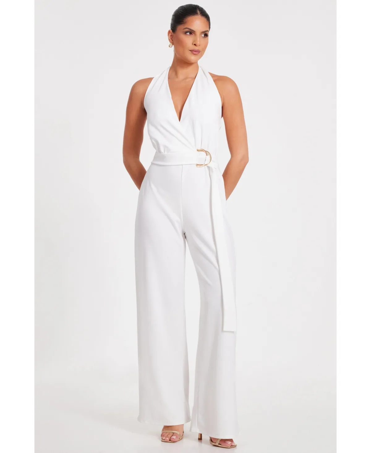 Scuba Crepe Halter Jumpsuit by Quiz