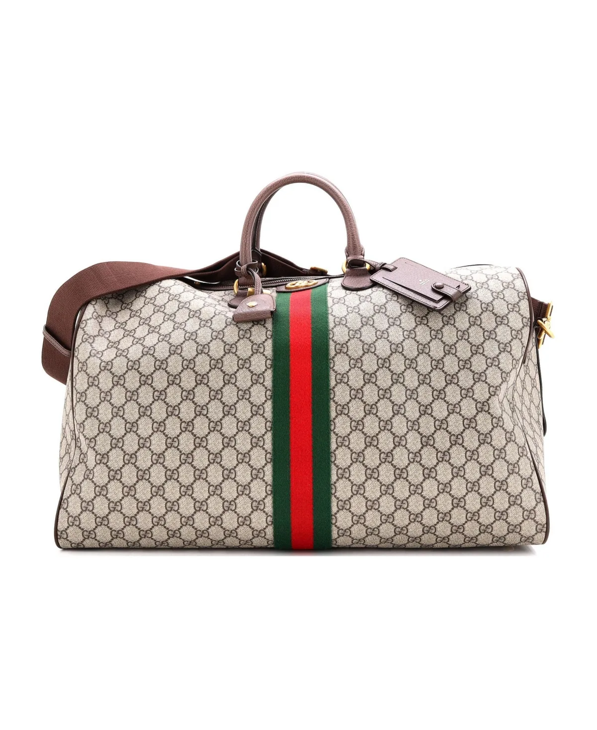 Pre-Owned Gucci Large Ophidia Carry on Duffle Bag Gg Coated Canvas by Gucci