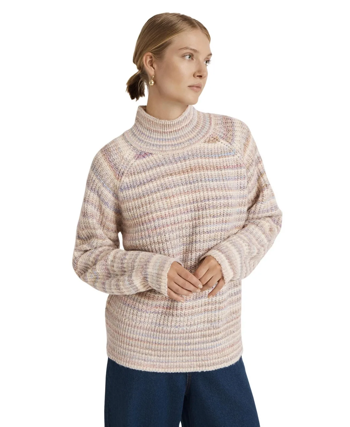 Helen Long-Sleeve Striped Funnel Neck Sweater by Finery London