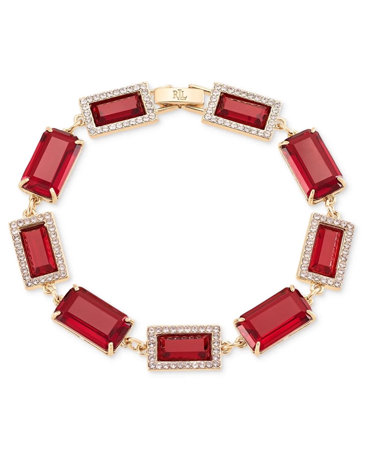 Silver-Tone Glass Crystal Baguette Flex Bracelet by Ralph Lauren