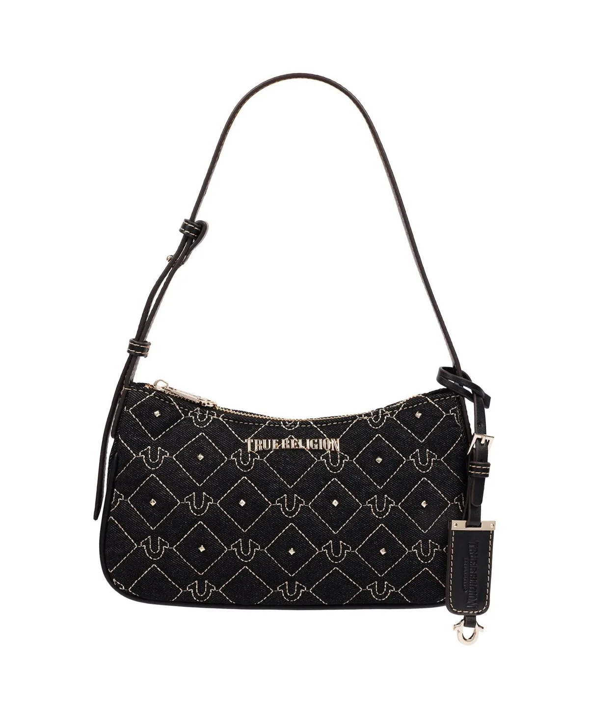 Studded Denim Shoulder Bag