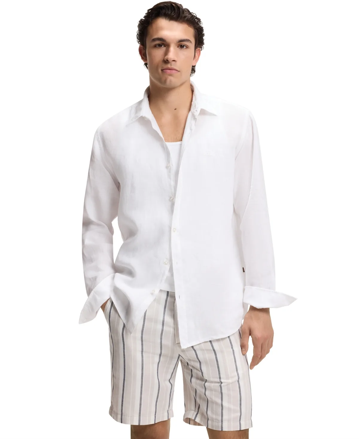 Linen Regular-Fit Button-Down Shirt by Hugo Boss