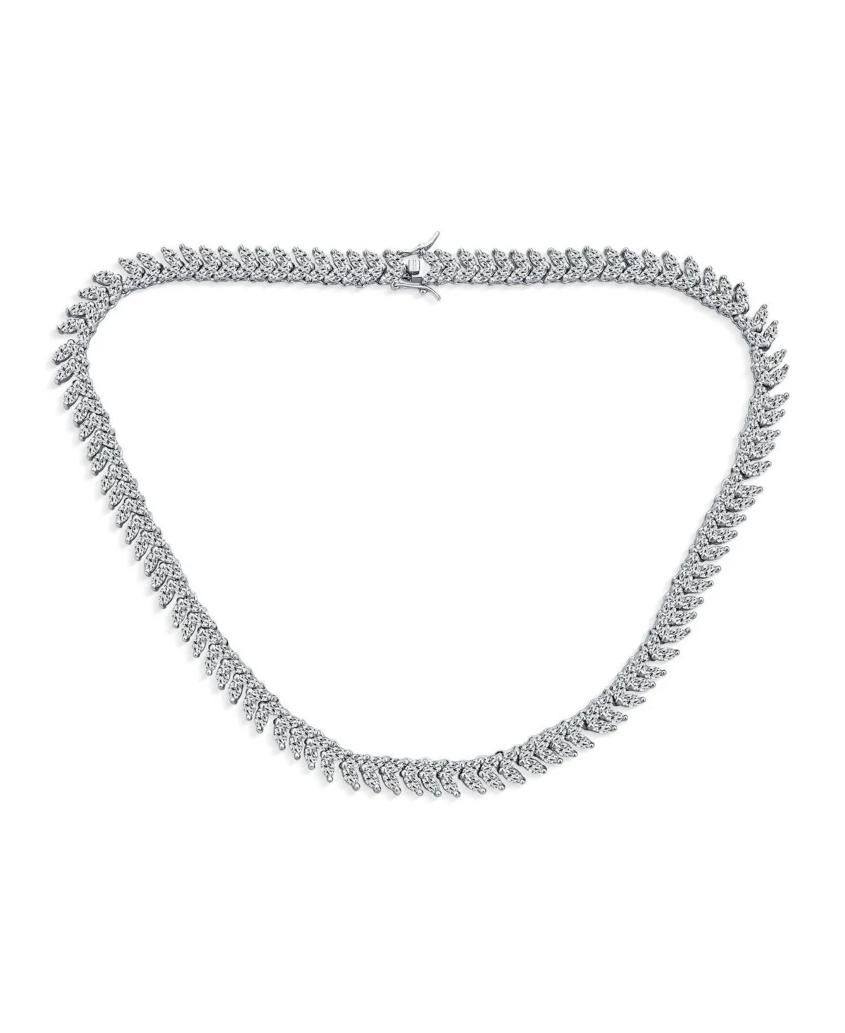 Art Deco Style Leaf Marquise CZ Statement Tennis Necklace Silver Plated 16" by Bling Jewelry
