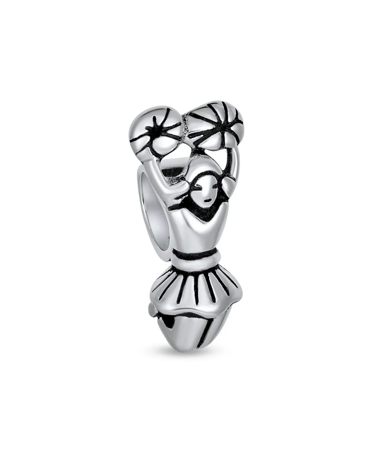 Sterling Silver Oxidized Cheerleader Charm Bead by Bling Jewelry