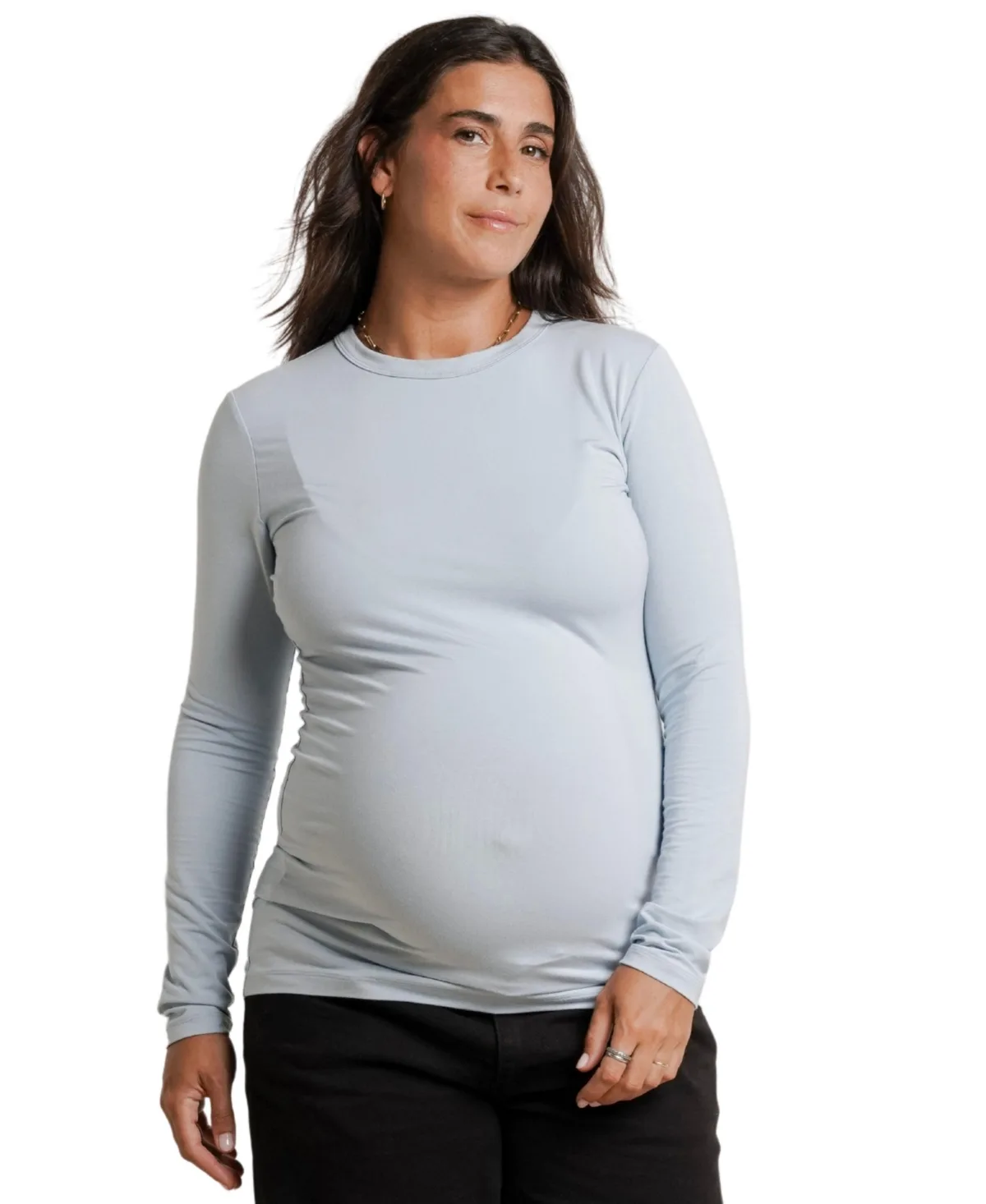 Liv Long-Sleeve Crewneck Slim-Fit T-Shirt by Nom Maternity