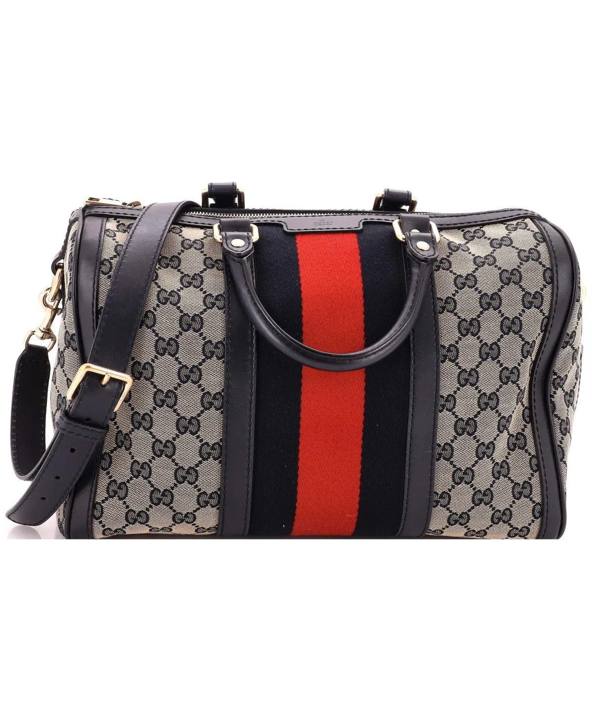 Pre-Owned Gucci Vintage Web Boston Medium Bag, Fair Condition by Gucci