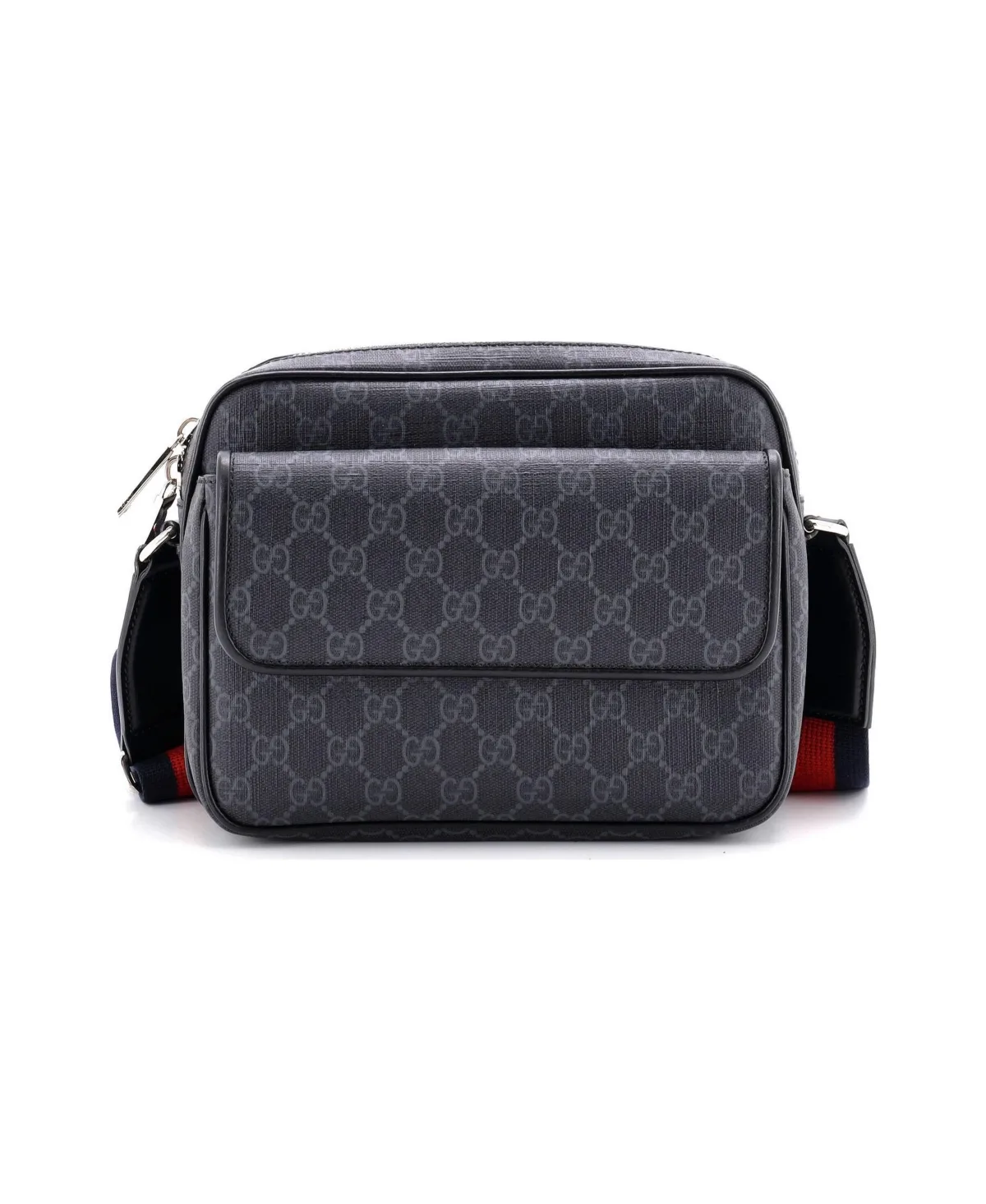 Pre-Owned Gucci Small Web Strap Front Pocket Crossbody Messenger Gg Coated Canvas by Gucci