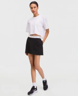 Boxy Cropped Logo Tee Pull on Skort by Calvin Klein
