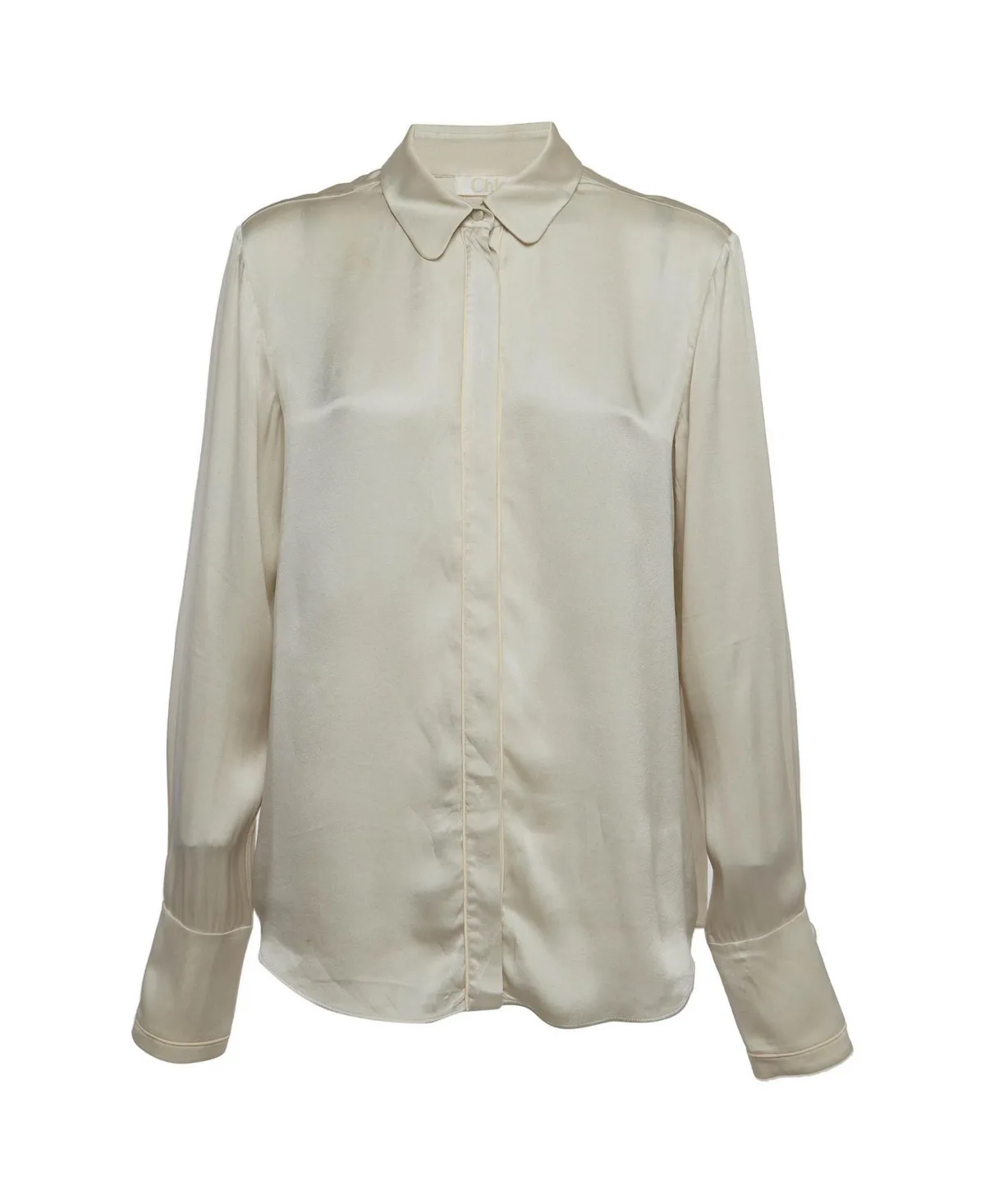 Pre-Owned Chloe Piped Satin Button-Up Shirt by Chloé