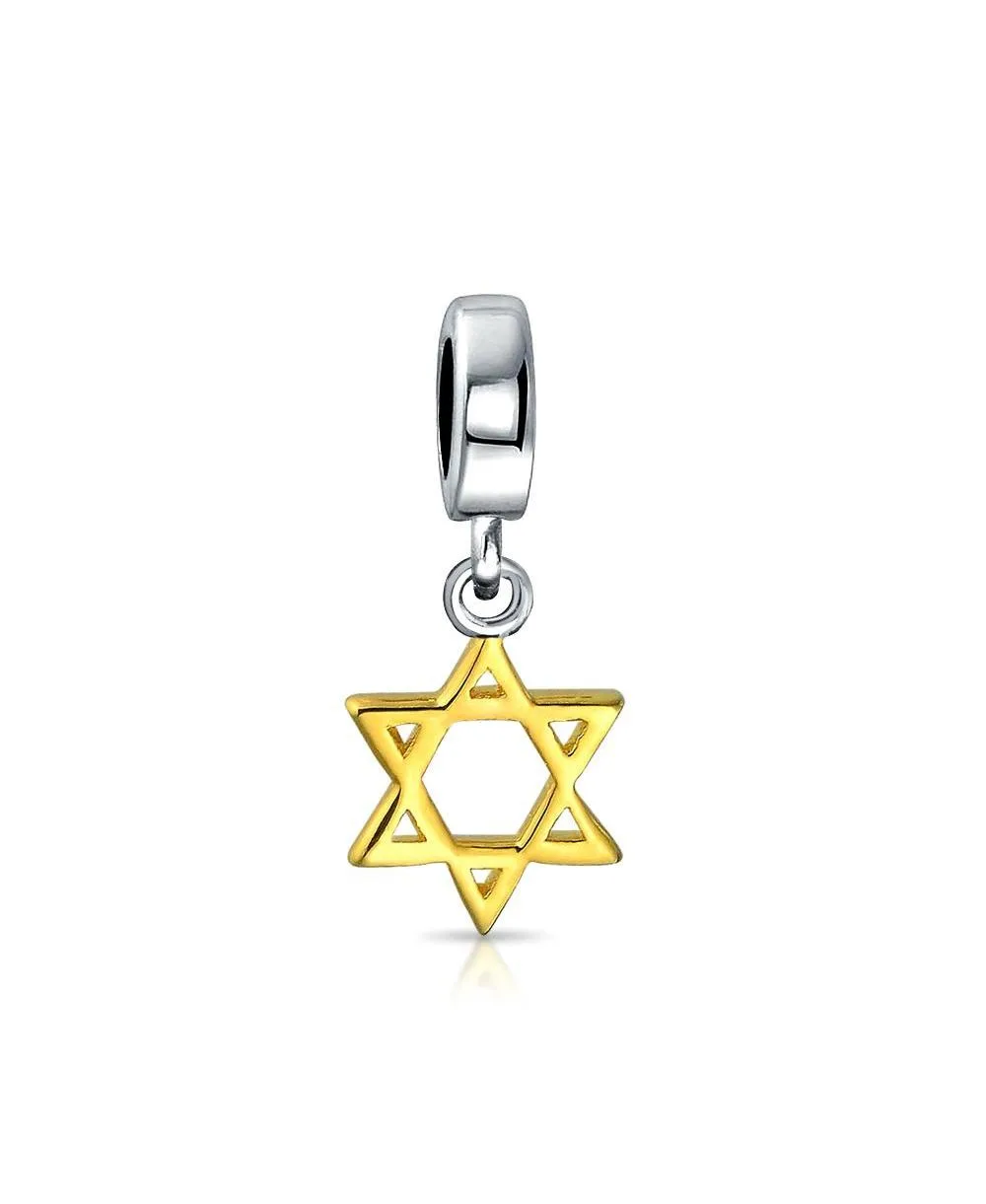 Two-Tone Sterling Silver and Gold-Plated Star of David Charm Bead by Bling Jewelry