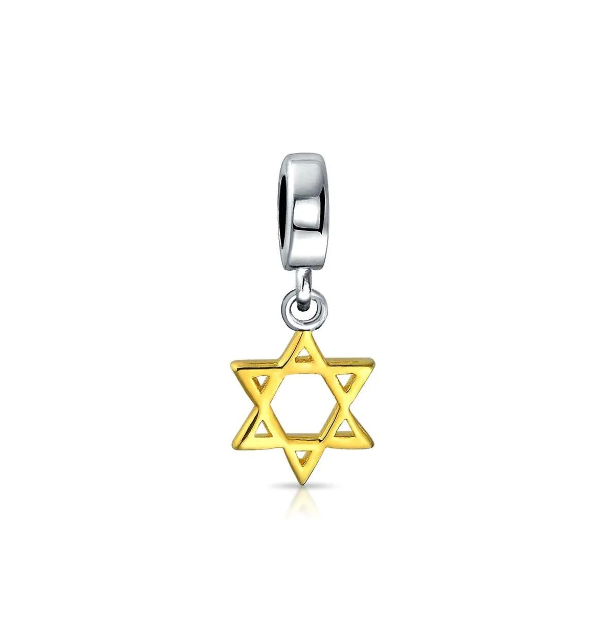 Two-Tone Sterling Silver and Gold-Plated Star of David Charm Bead by Bling Jewelry