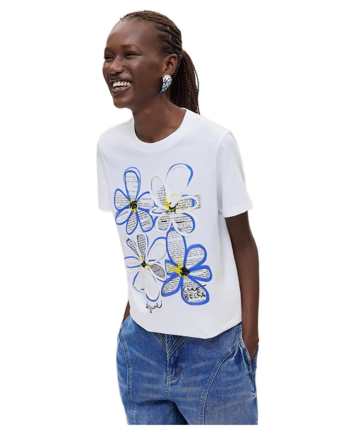 Floral-Print Short-Sleeve Crewneck T-Shirt by Desigual