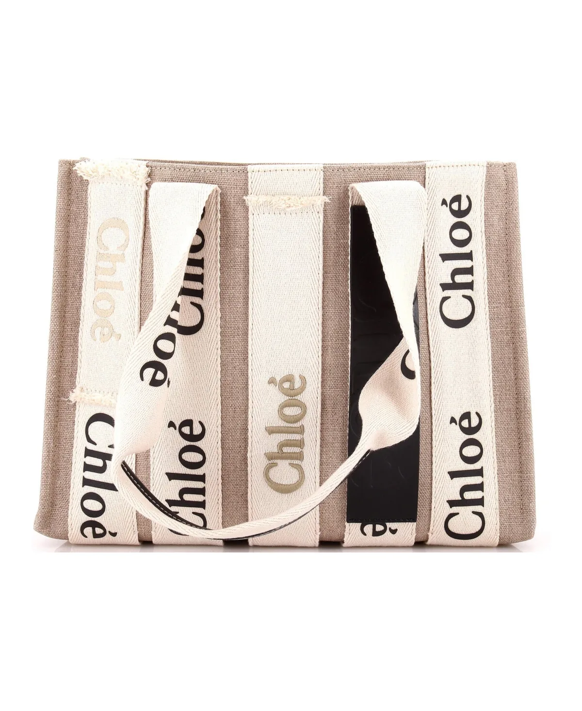 Pre-Owned Chloe Medium Woody Convertible Tote Linen with Tassels by Chloé