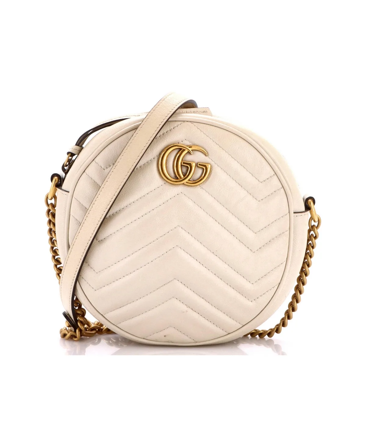 Pre-Owned Gucci Mini GG Marmont Round Shoulder Bag Matelasse Leather