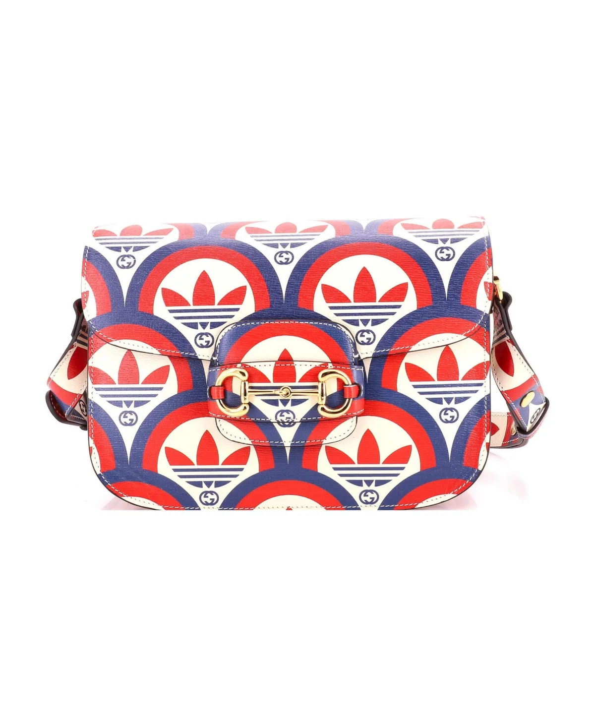 Pre-Owned Gucci Small x Adidas Horsebit 1955 Shoulder Bag Printed Leather by Gucci