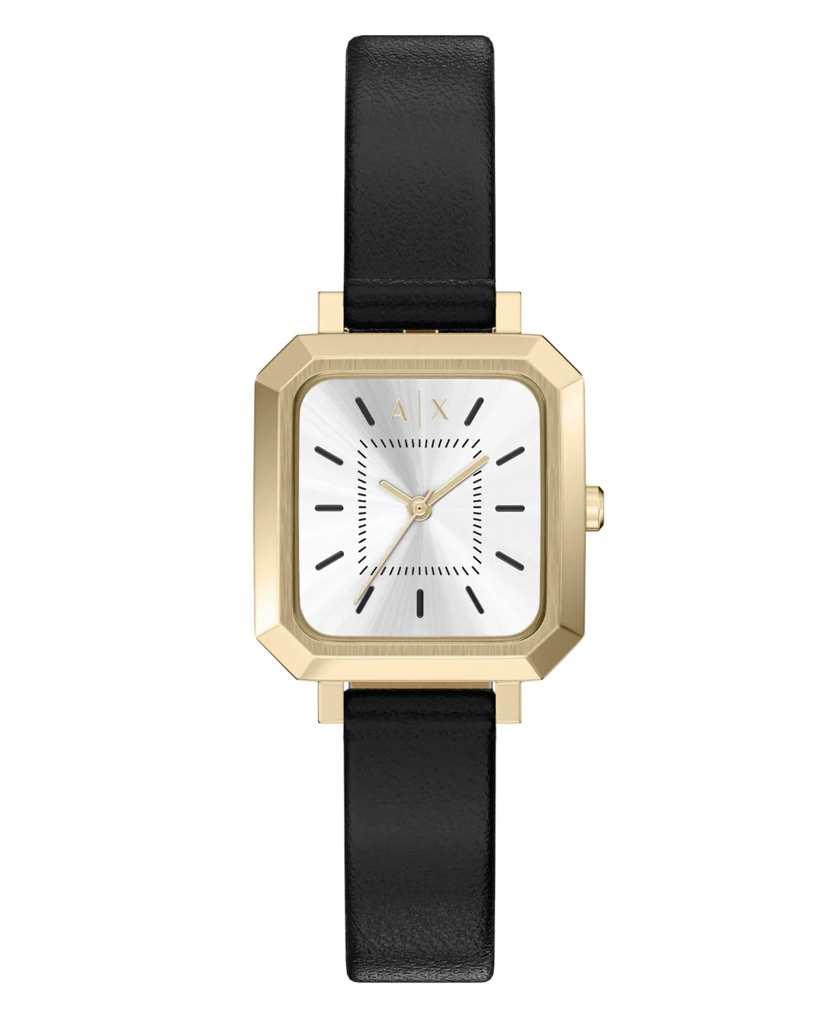 A - x Armani Exchange Three-Hand Quartz Black Leather Watch 27mm by Armani