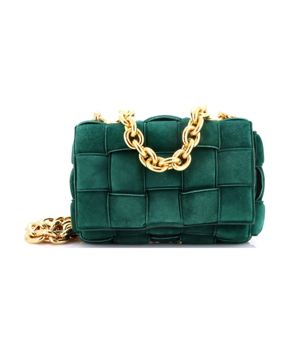 Pre-Owned Bottega Veneta Cassette Chain Crossbody Bag Padded Maxi Intrecciato Suede by Bottega Veneta