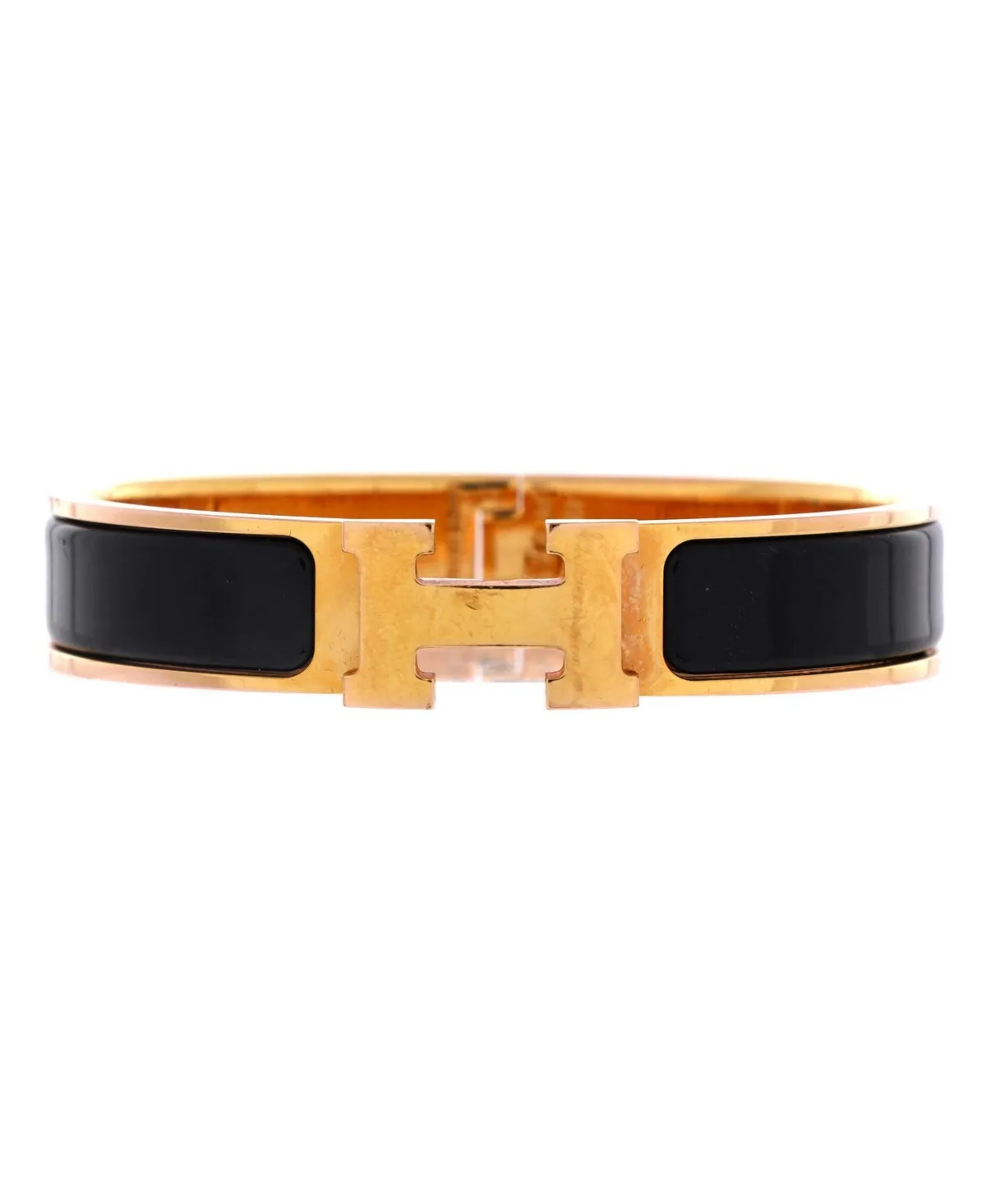 Gold-Tone Clic H Bangle Bracelet by Hermes