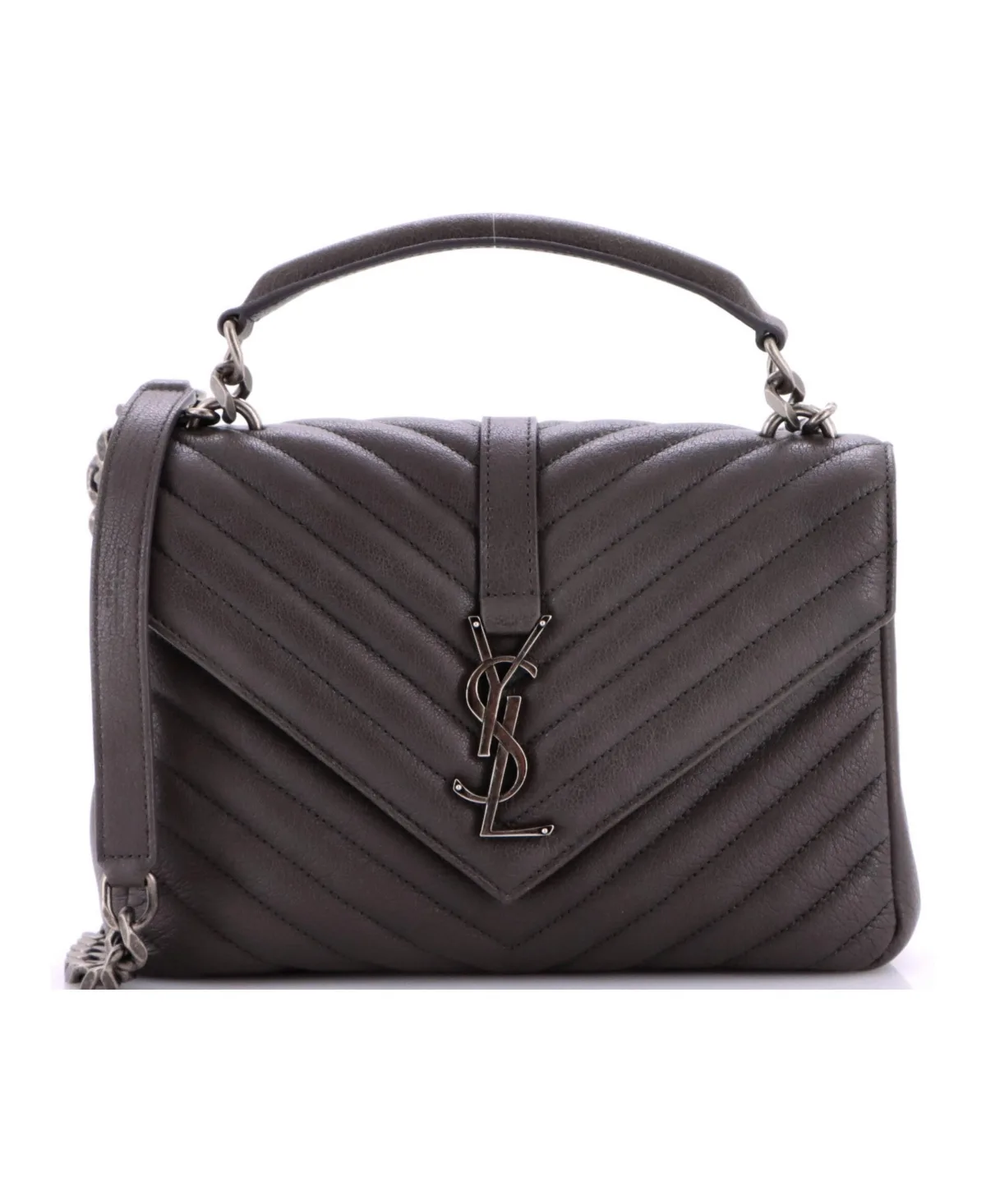 Pre-Owned Medium Classic Monogram College Bag Matelasse Chevron Leather by Saint Laurent