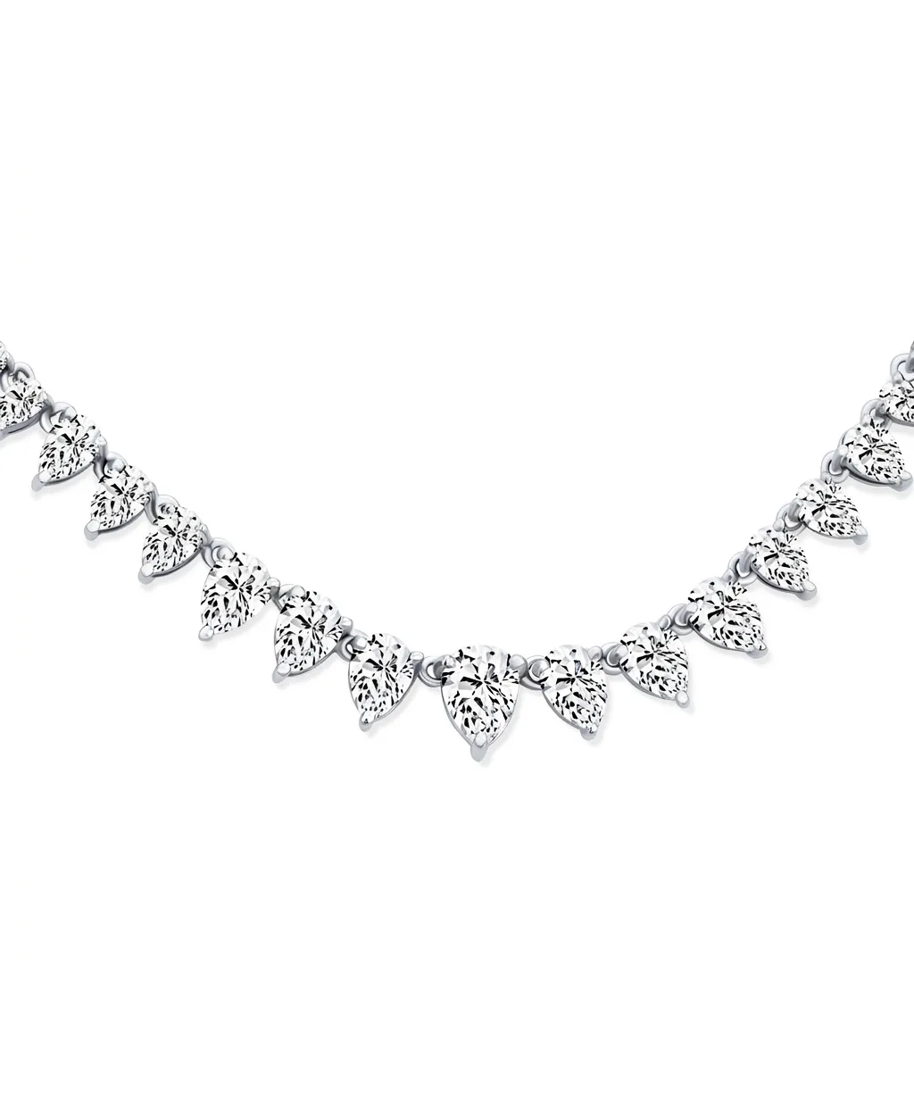 Classic Graduated Teardrop Pear Shape Cz Tennis Necklace Silver Plated 16 by Bling Jewelry
