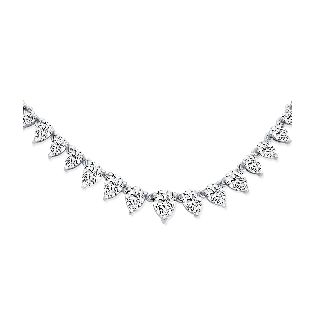 Classic Graduated Teardrop Pear Shape Cz Tennis Necklace Silver Plated 16 by Bling Jewelry