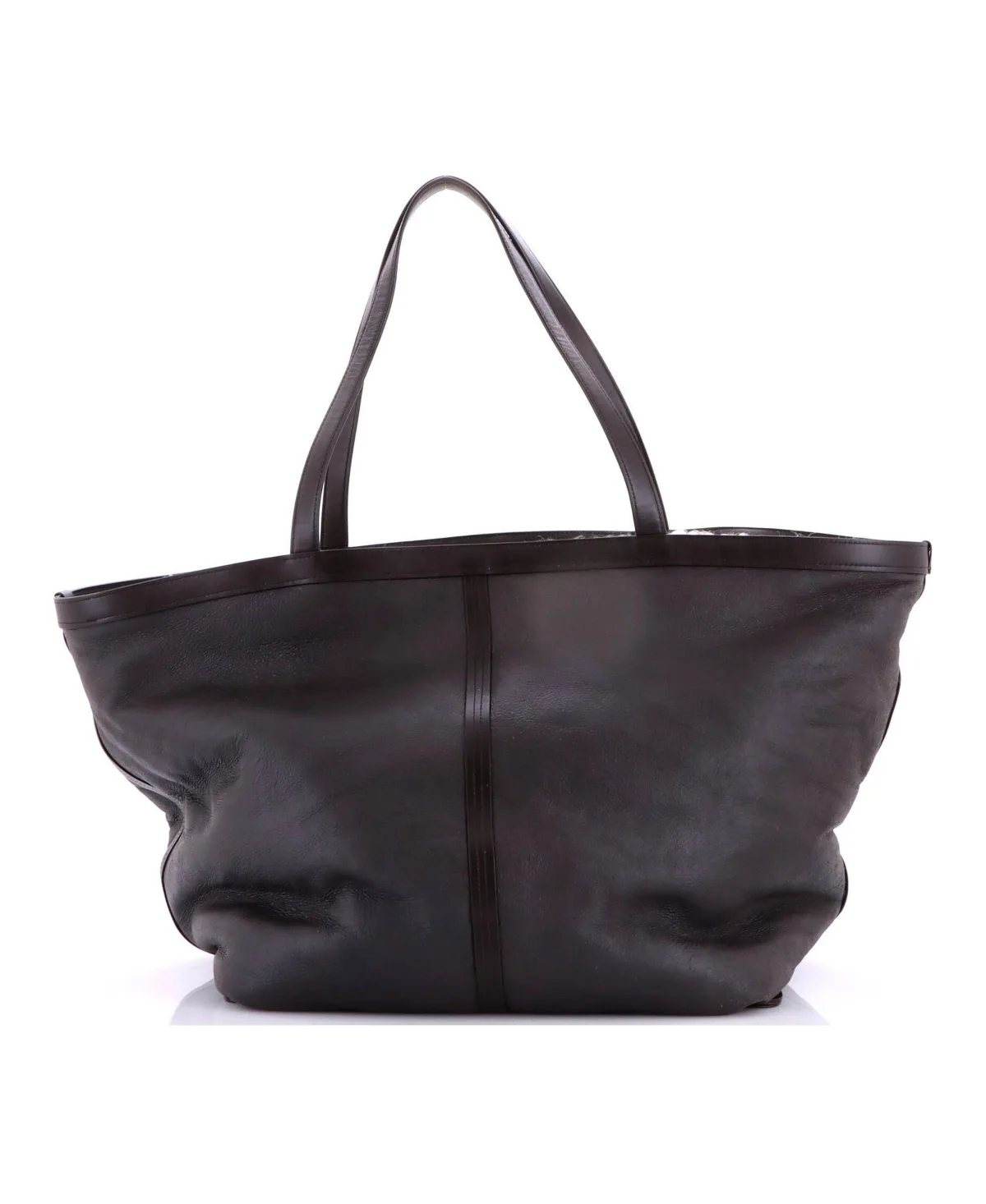 Pre-Owned Bottega Veneta Large Flip Flap Tote Leather with Intrecciato Leather and Shearling by Bottega Veneta