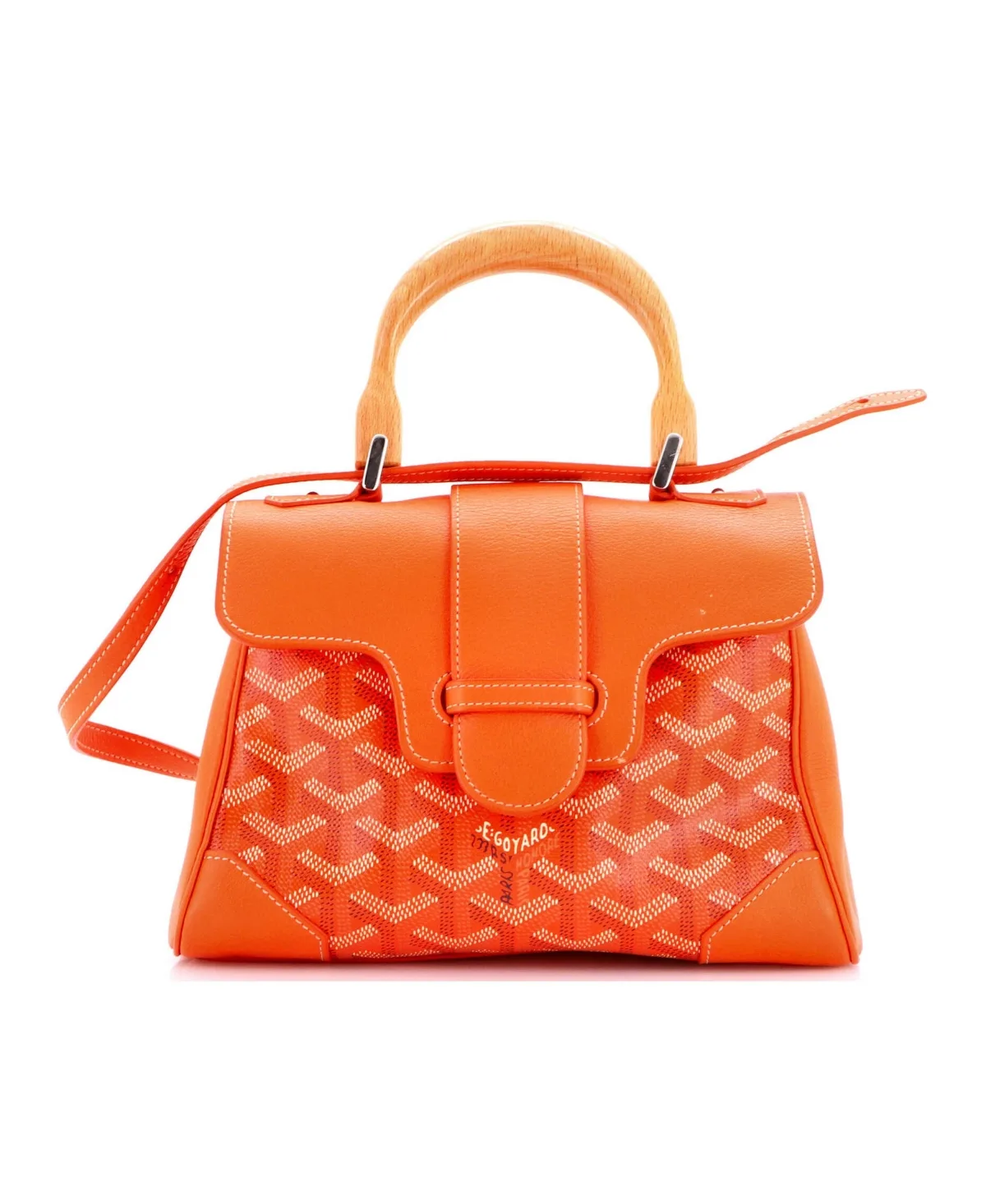 Pre-Owned Goyard Mini Saigon Top Handle Bag Coated Canvas with Leather by Pre Owned Goyard