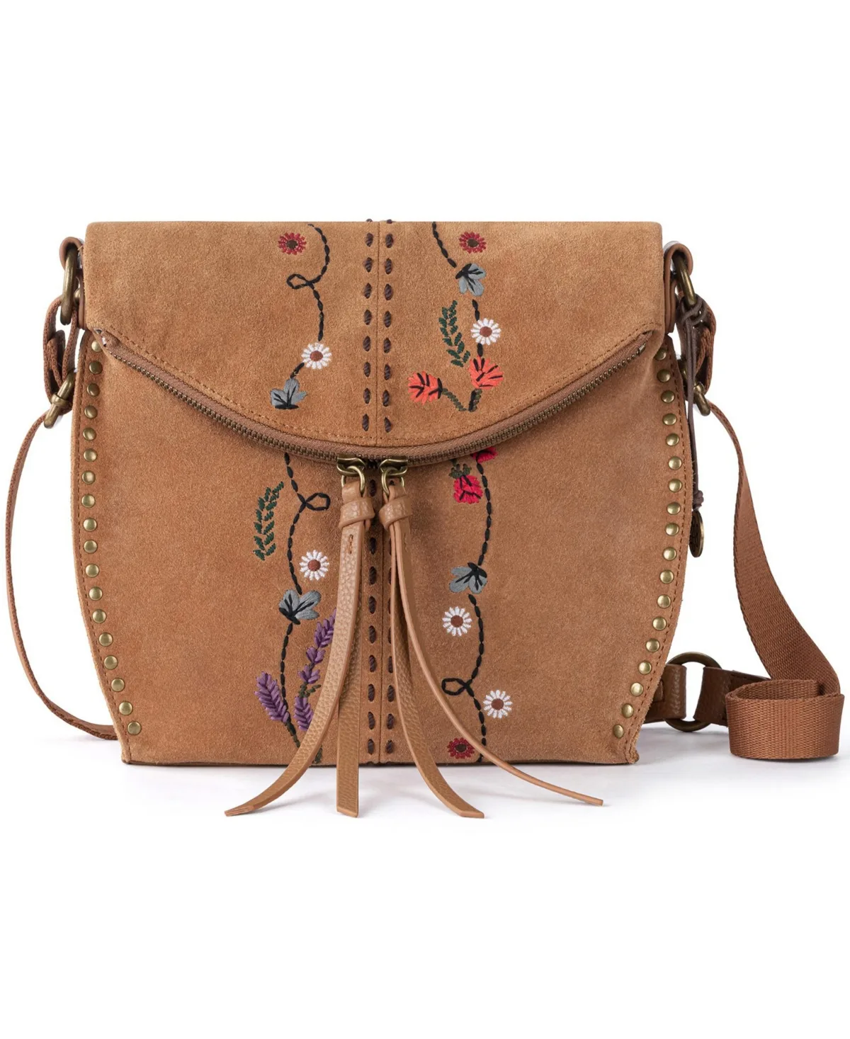 Silverlake Leather Floral Crossbody Handbag