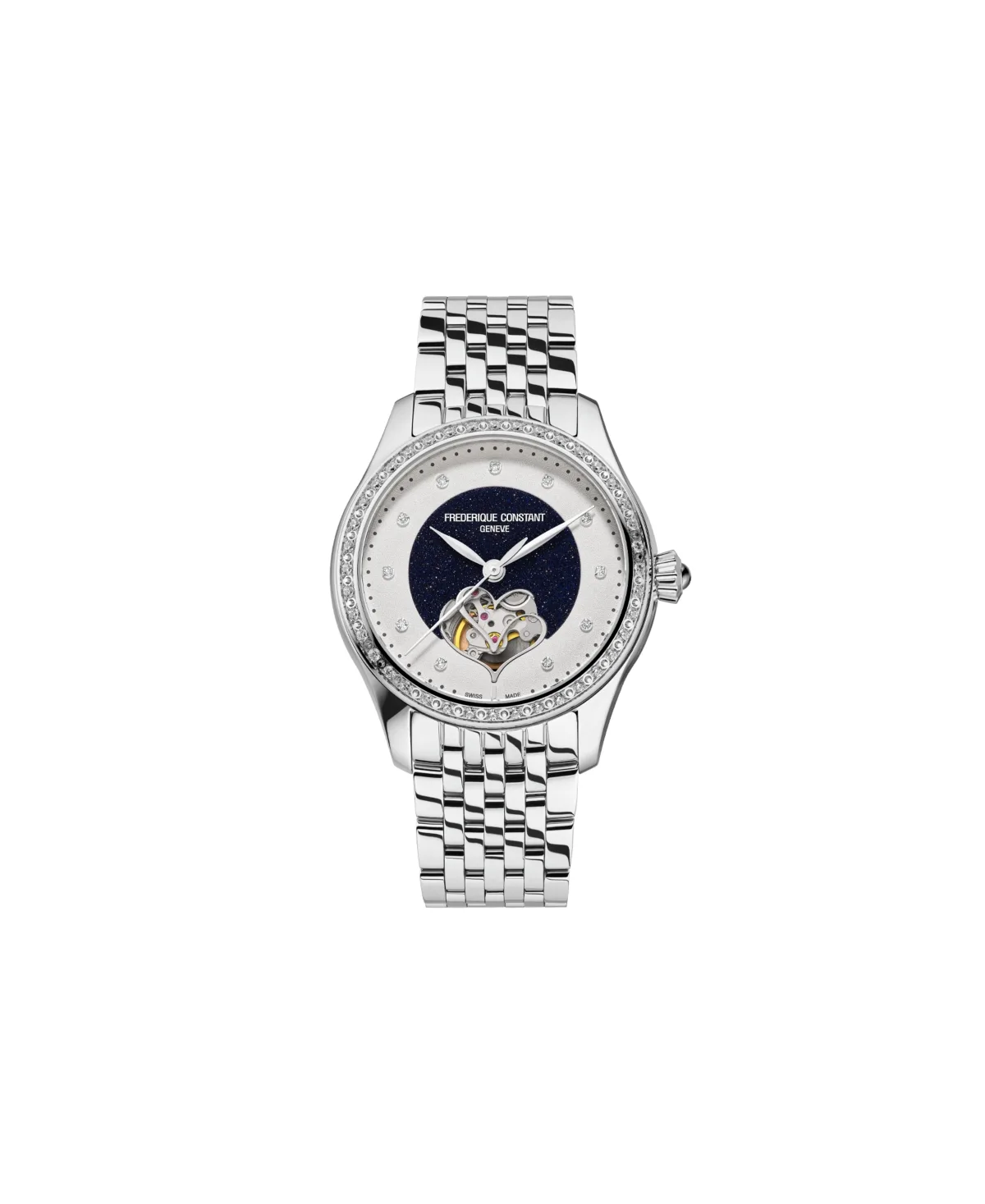Swiss Automatic Double Heart Beat Silver-Tone Stainless Steel Watch 36mm by Frederique Constant