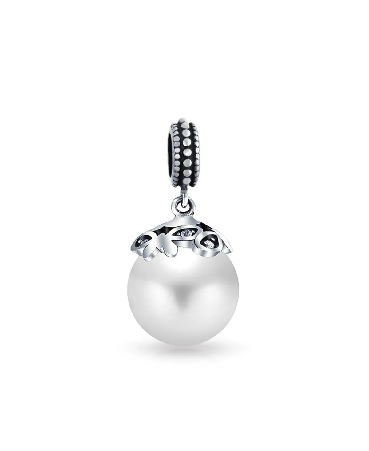 Romantic Faux White Pearl Dangle Bead for Bracelet.925 Sterling Silver by Bling Jewelry