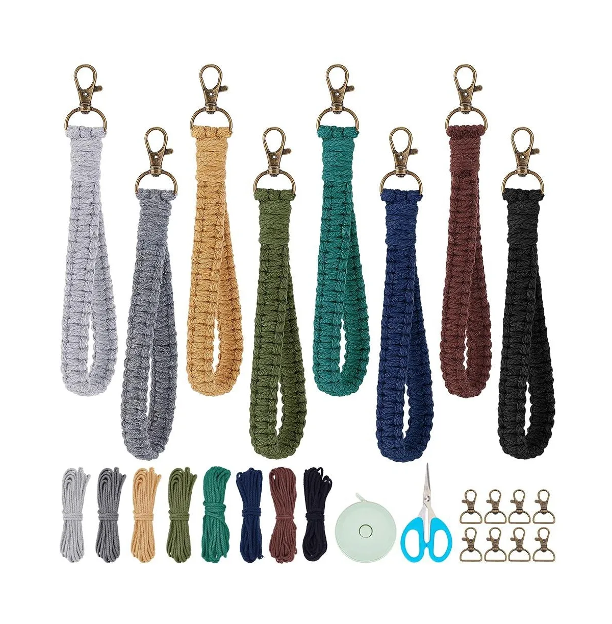 8 Cotton Cord Macrame Keychain Making Supplies for Beginners Step by Step Instructions by Aeelike