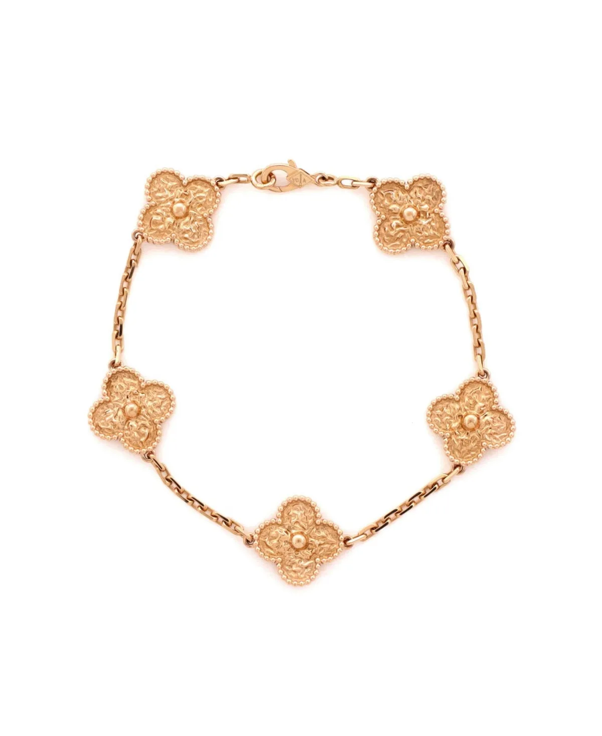 Pre-Owned Van Cleef and Arpels Vintage Alhambra 5 Motifs Bracelet - 18k Rose Gold by Pre Owned Van Cleef & Arpels