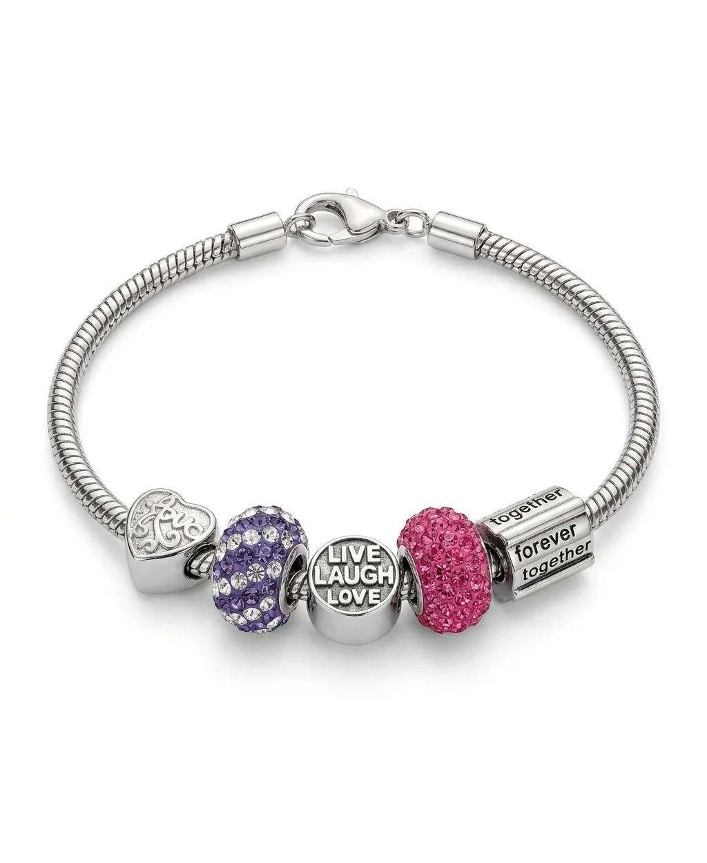 Sterling Silver Crystal Forever Together Bracelet by Bling Jewelry