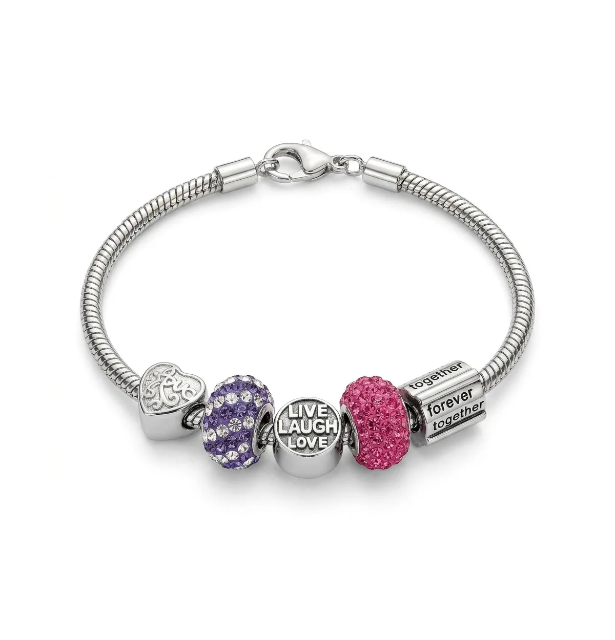 Sterling Silver Crystal Forever Together Bracelet by Bling Jewelry
