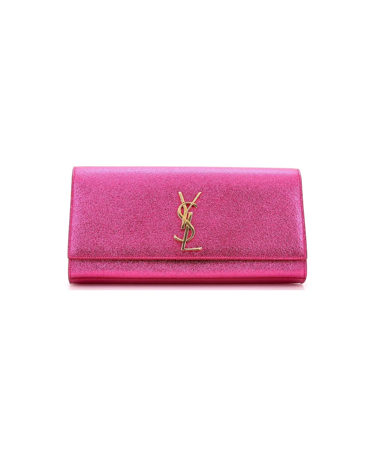 Pre-Owned Saint Laurent Long Classic Monogram Clutch Metallic Calfskin