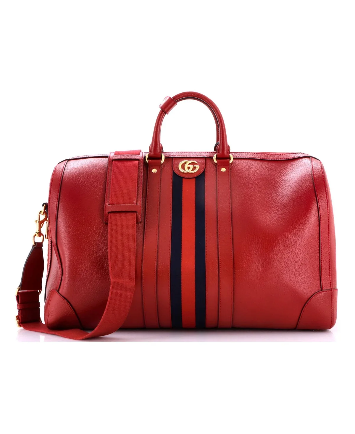 Pre-Owned Gucci Large Savoy Web Convertible Duffle Bag Leather by Gucci