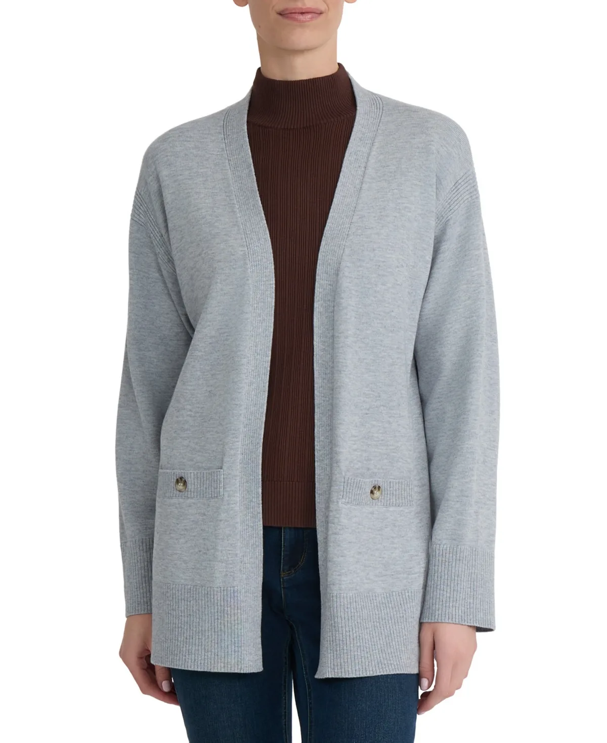 Long-Sleeve Side Slit Cardigan by Jones New York