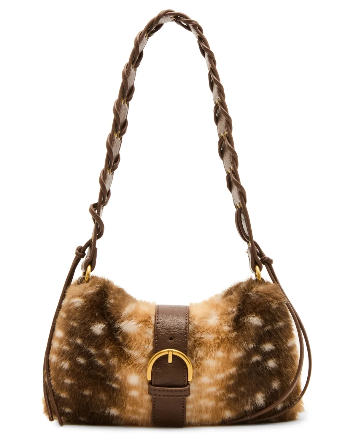 Striped Small Buckled Detail Shoulder Handbag by Madden Girl