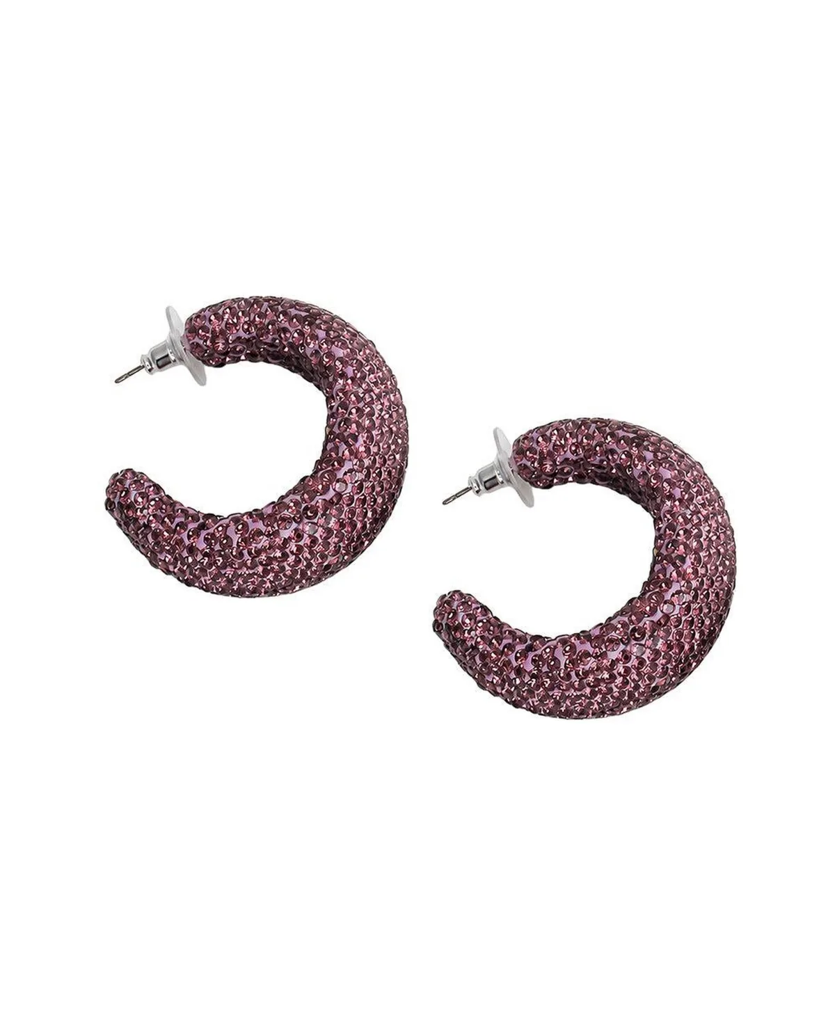Purple Crystal Chunky Pave Hoop Earrings by Sohi