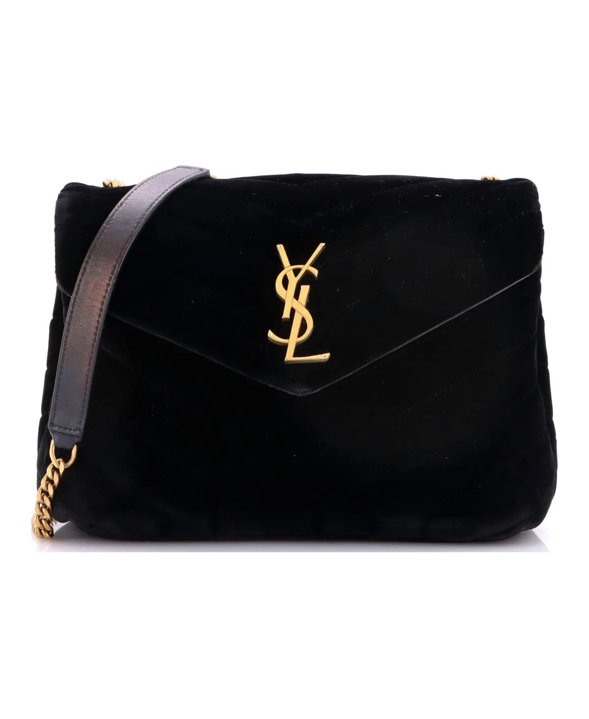 Pre-Owned Saint Laurent Small Loulou Shoulder Bag Matelasse Chevron Velvet by Saint Laurent