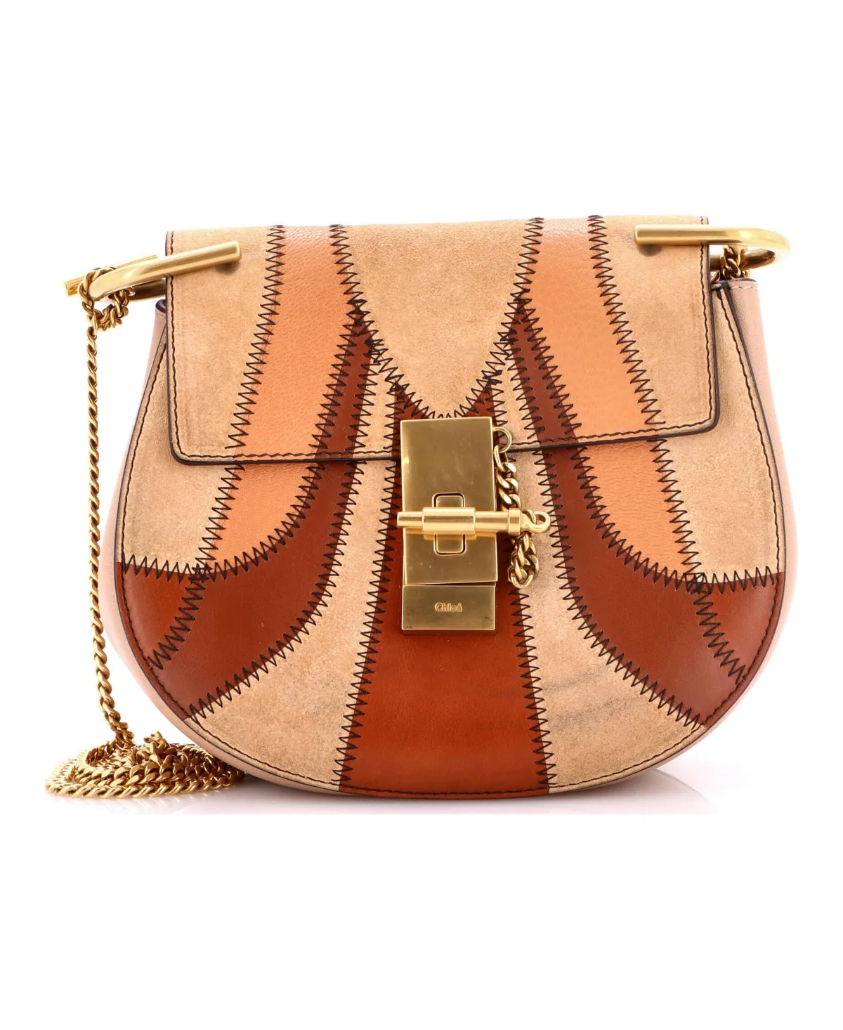 Pre-Owned Chloe Small Drew Patchwork Crossbody Bag Leather and Suede by Chloé