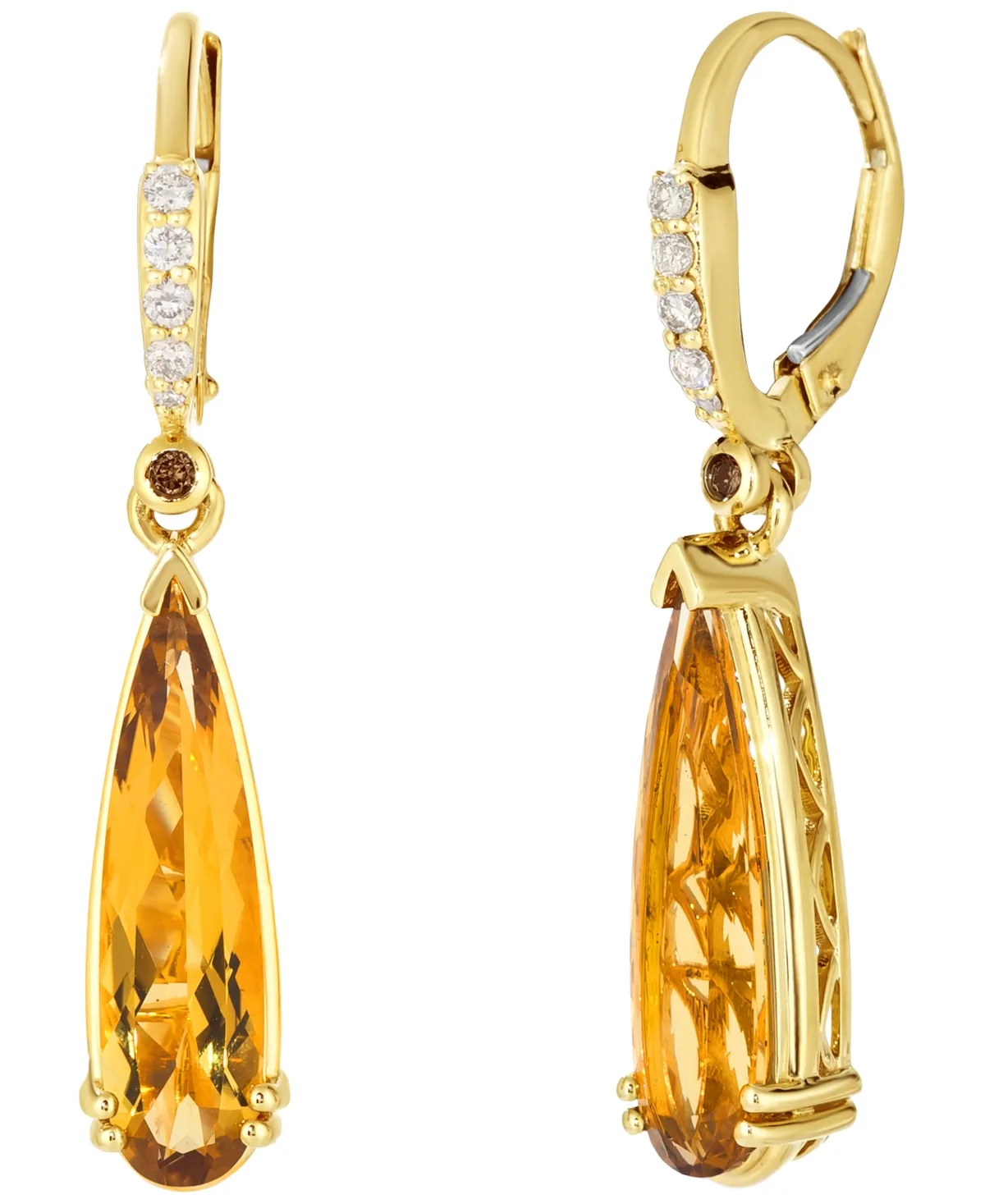 Citrine and Diamond Pear Drop Earrings (3 1/2 ct. t.w.) in 14K Yellow Gold by Le Vian